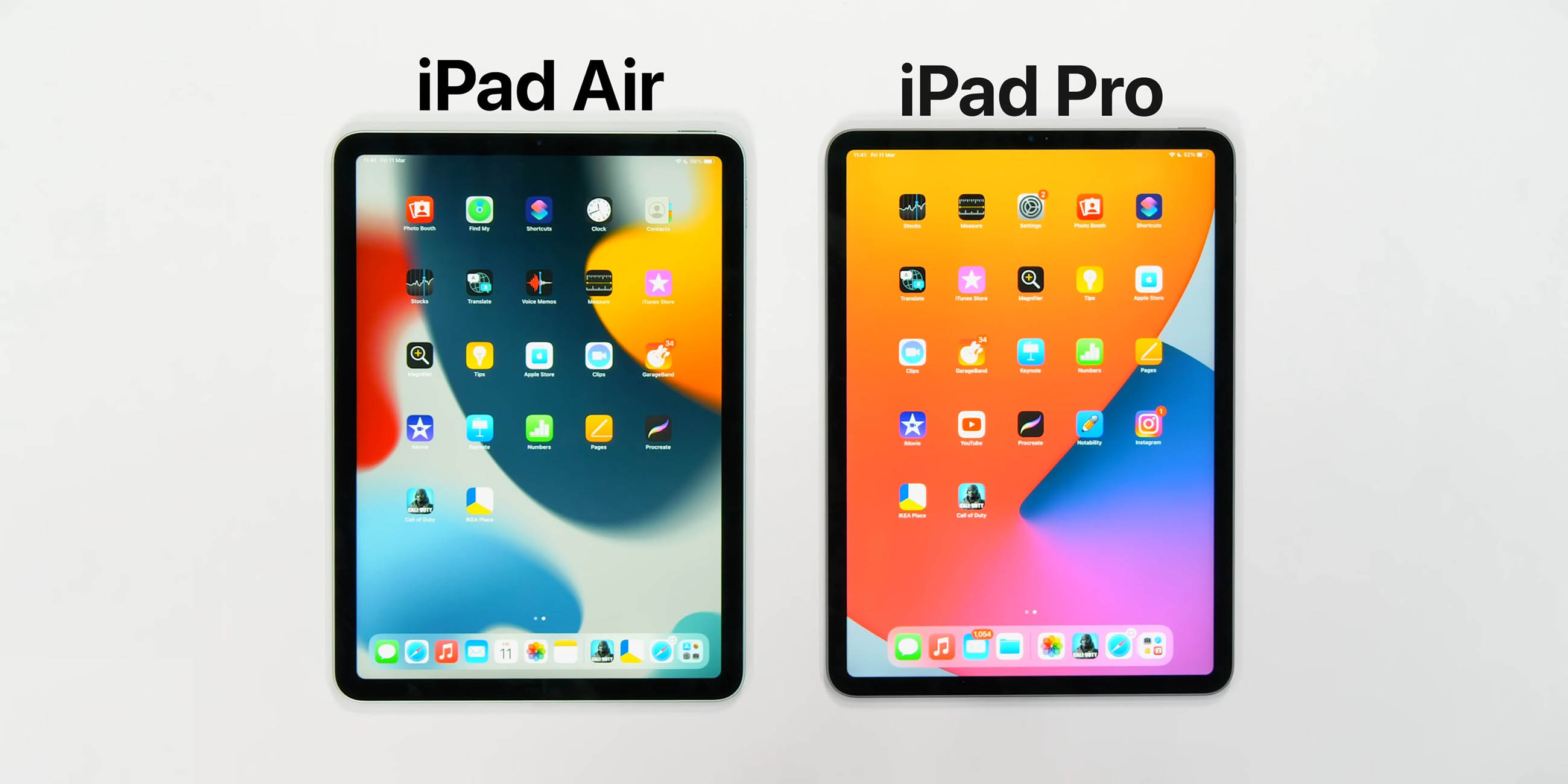 ipad pro vs ipad air design and display