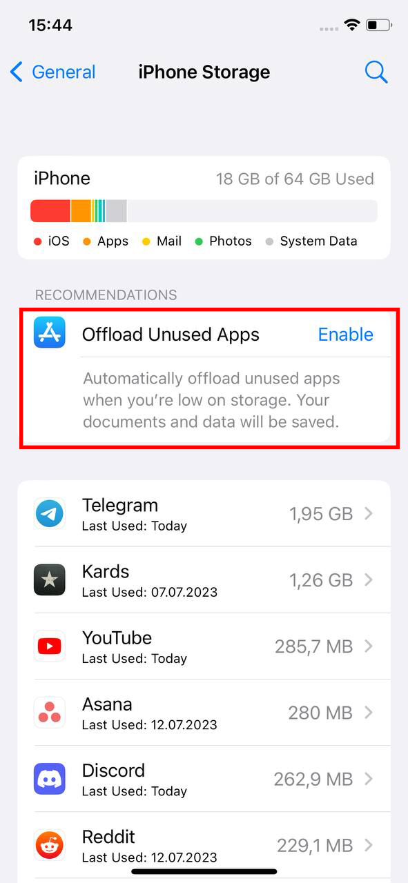 offload unused apps automatically
