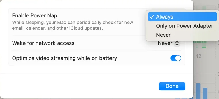 enable power nap on mac