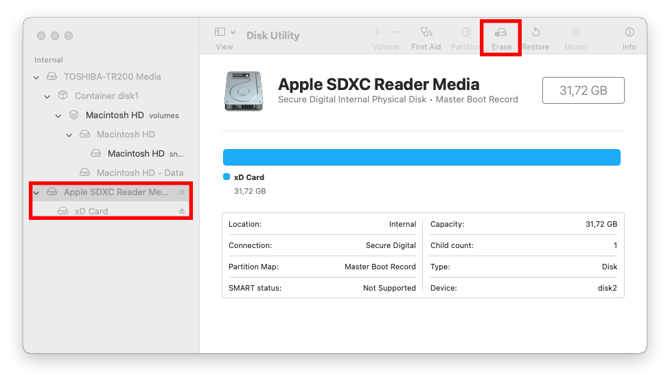format sd card on mac using disk utility