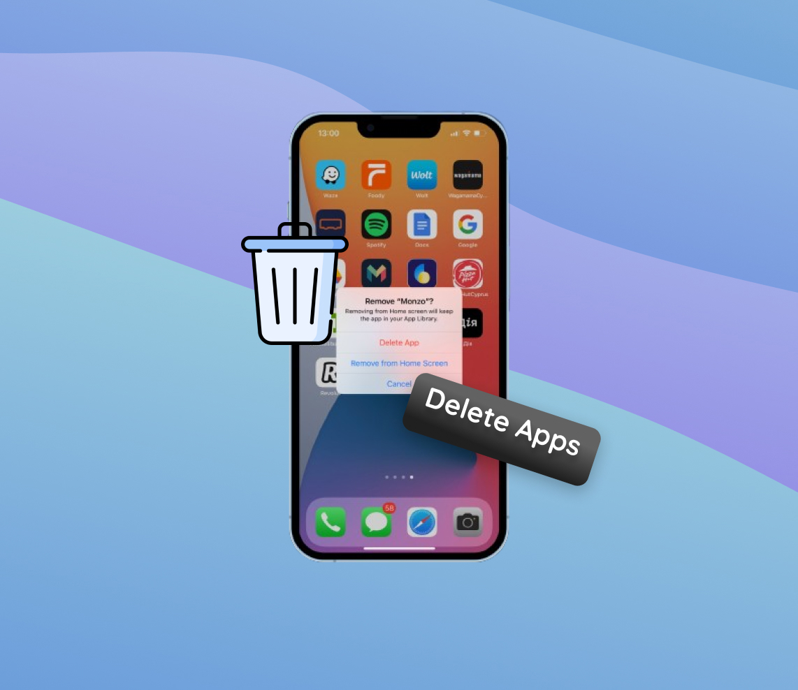 delete apps on iphone