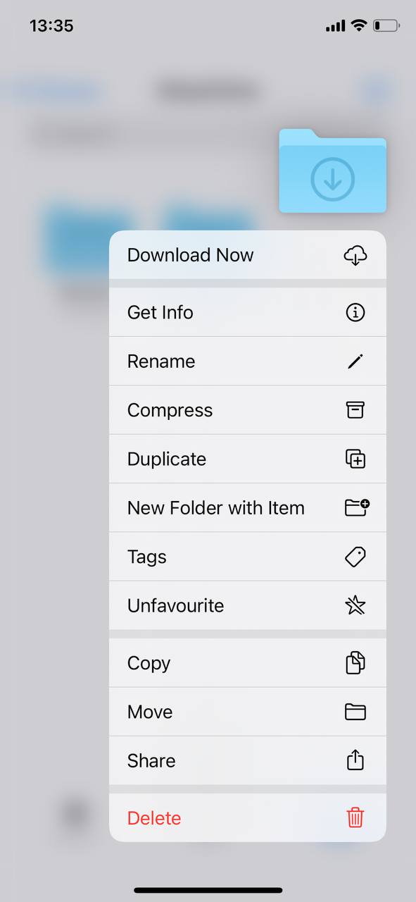 delete downloads in files app