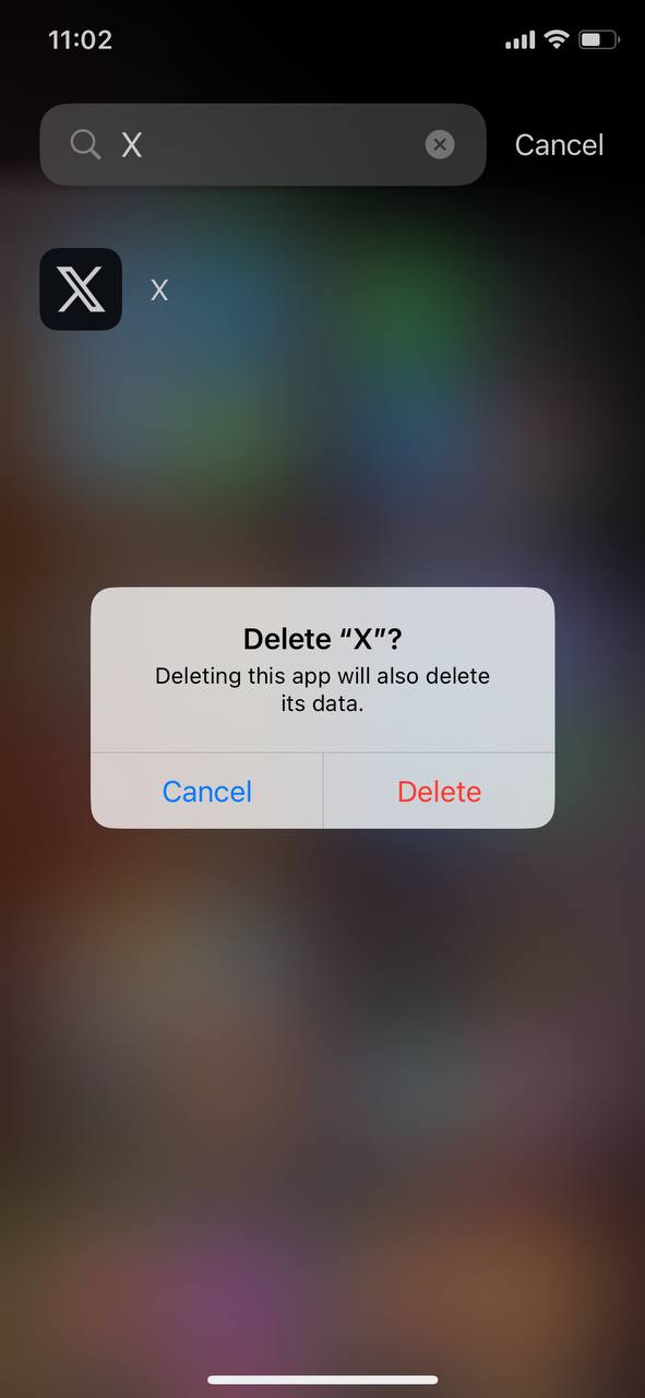 delete app not on home screen