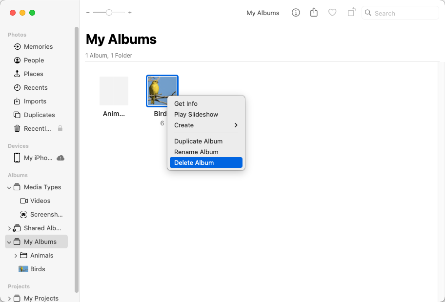 delete whole album from your iphone using mac