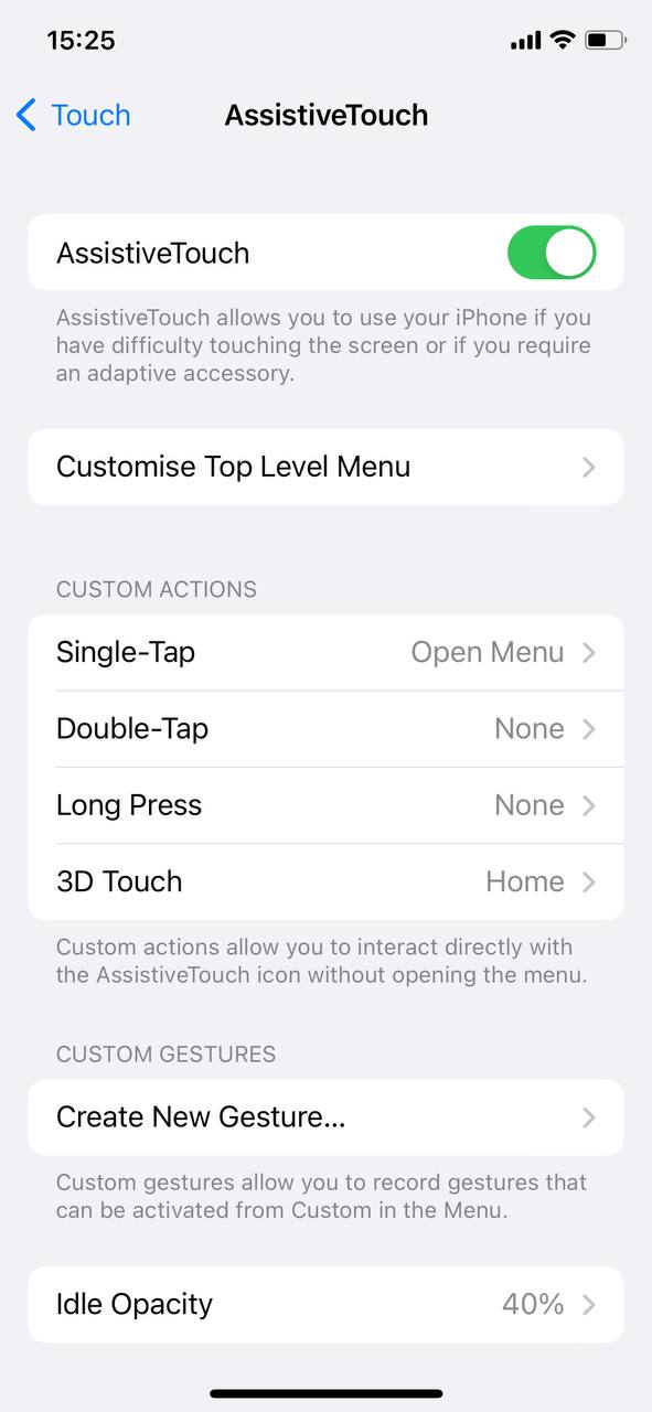 enable AssistiveTouch feature