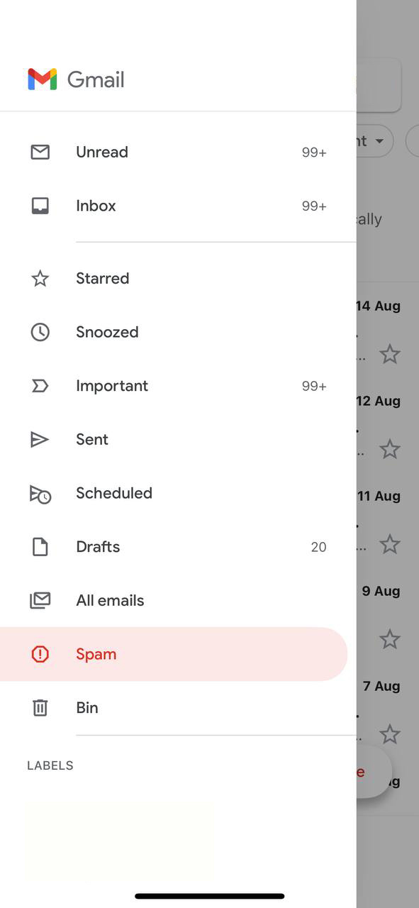 select spam folder in gmail