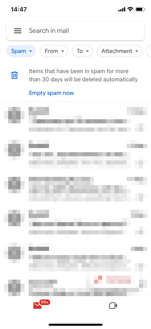delete spam in gmail