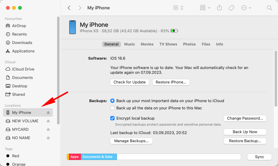 locate your iphone in finder