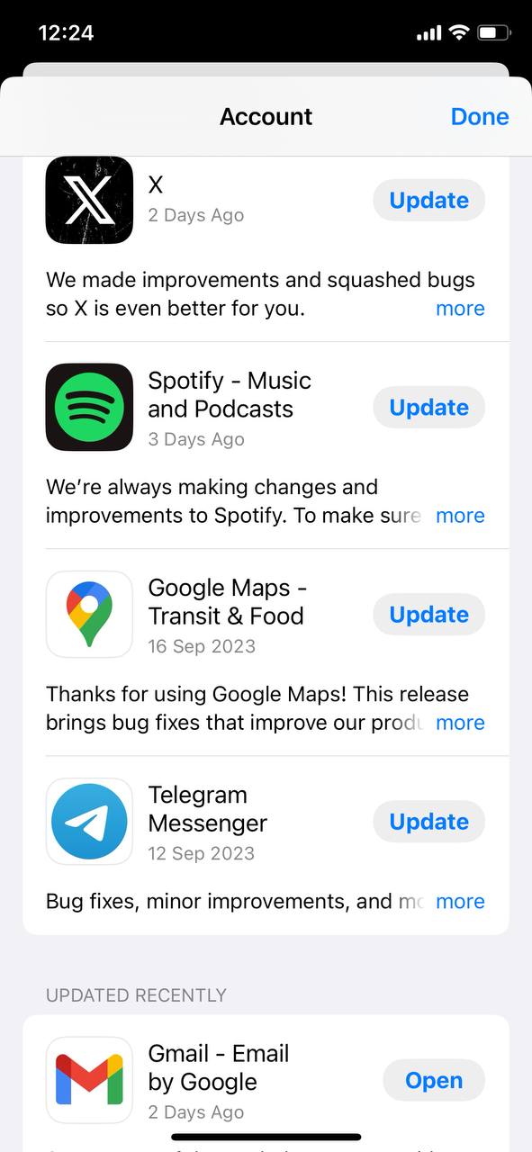 manually update individual apps