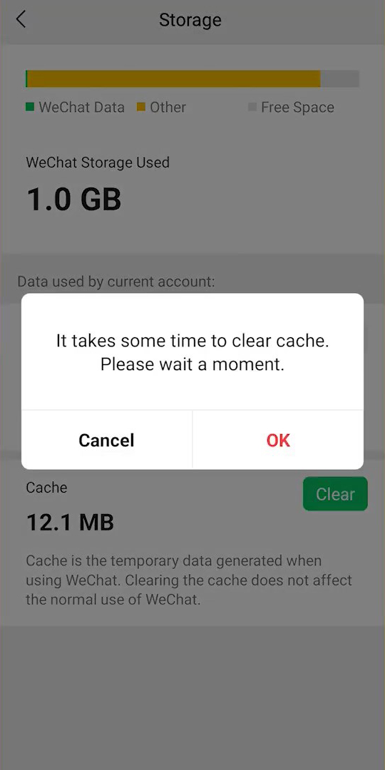 wait for wechat to clear cahce